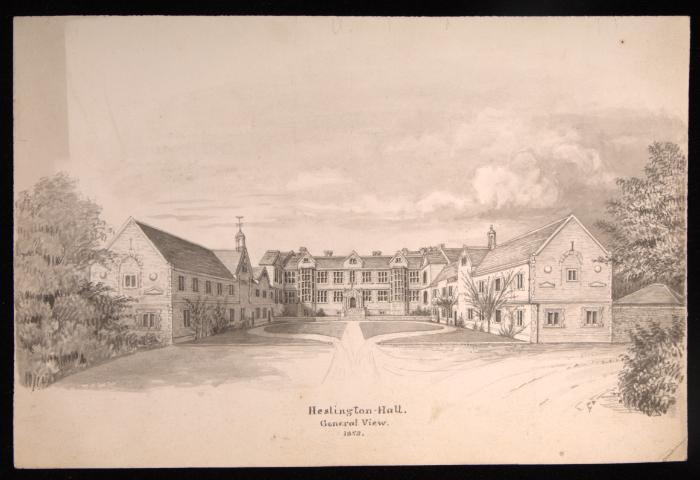 Drawing of Heslington Hall in 1853 by Ann Reynolds